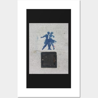 Sidewalk Dancers (stencil graffiti) Posters and Art